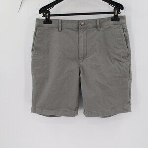 Flint & Tinder Shorts Mens 33 Chino Flat Front Stretch Cotton 8" gray Cotton